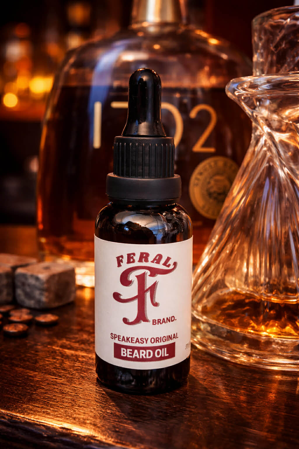 Speakeasy beard oil Feral Brand bottle
