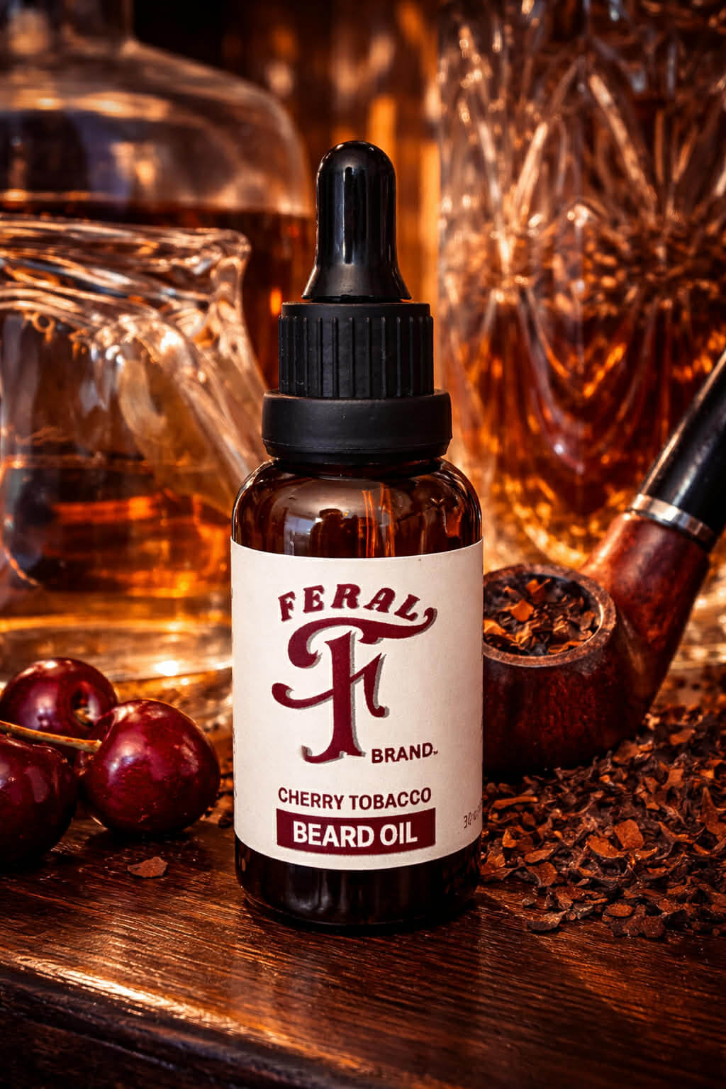 Cherry tobacco beard oil Feral Brand bottle