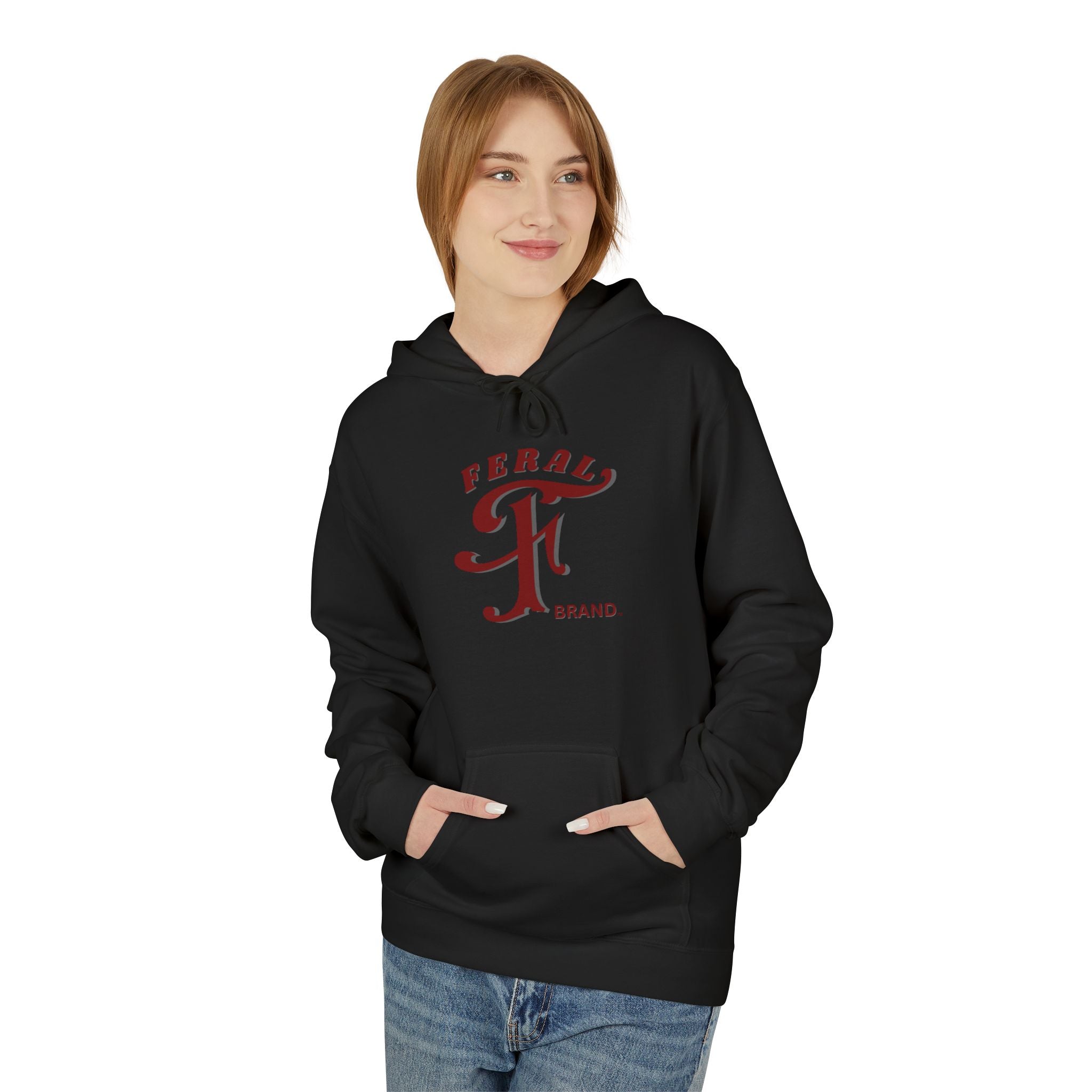 Feral Brand Logo Unisex Midweight Softstyle Fleece Hoodie
