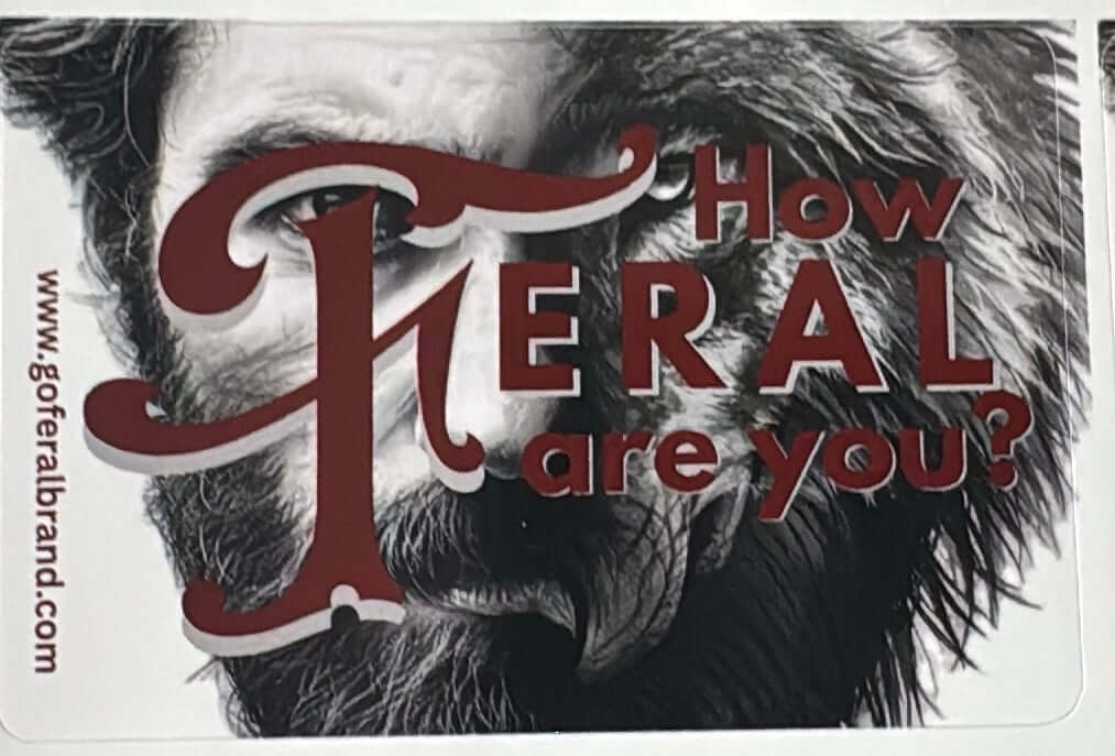 Bearded werewolf sticker 3x2 inch Feral Brand design